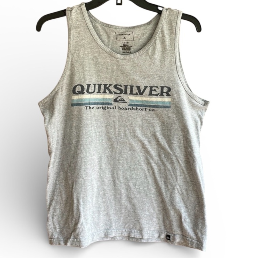 Quiksilver Gray Tank Top with Blue Stripe Logo